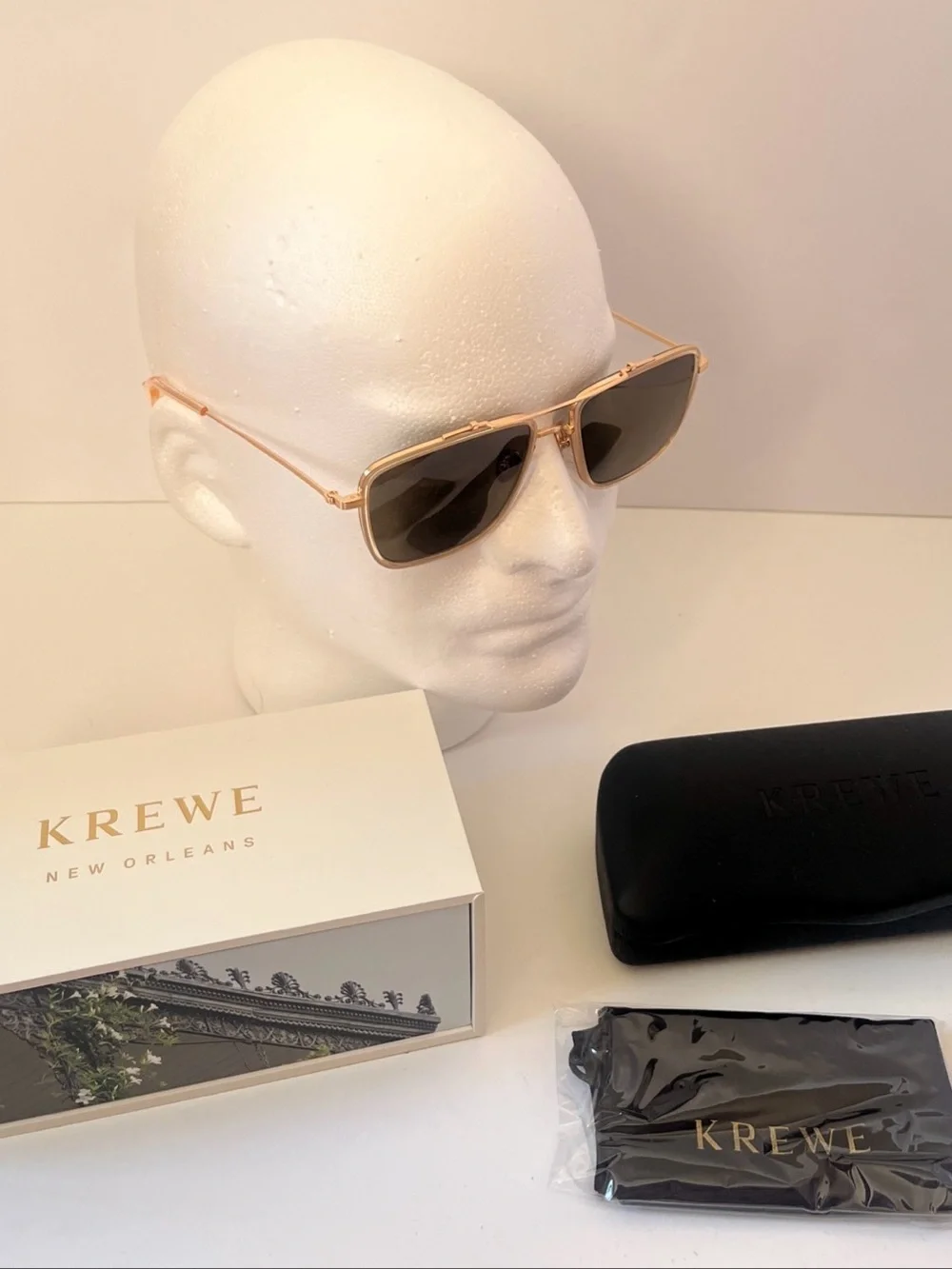 KREWE Vail Haze 18K Grass Green Polarized lenses Sunglasses NWT